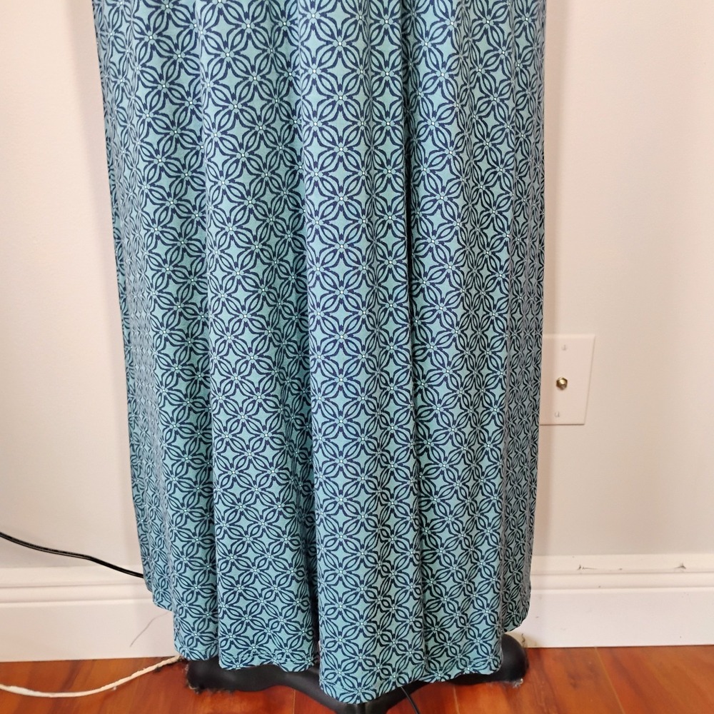 LL Bean Midi Dress Womens 2X Blue Geometric Floral Comfy Soft Casual Lightweight - Picture 3 of 10